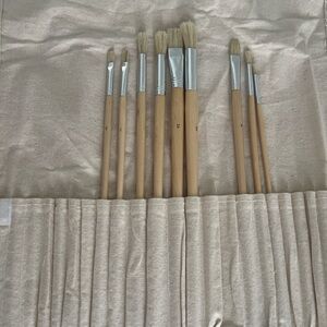 Natural Wood Handle Paint Brushes Set